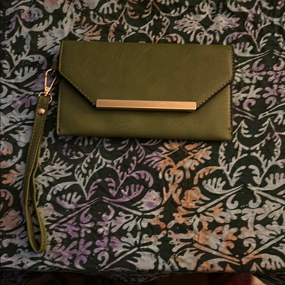 Green Clutch with Gold Accent